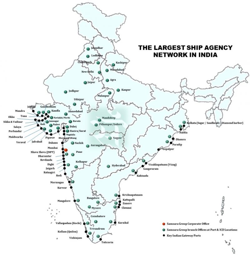 INDIA PORT MAP WITH SAMSARA NETWORK